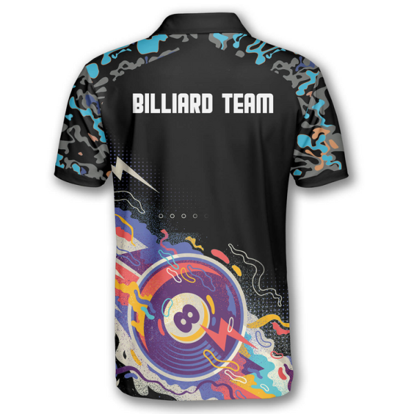 3D All Over Ball 8 Color Black Blue Custom Billiard Shirts for Men